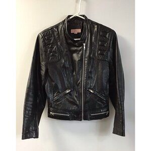 Vintage - POUR LE SPORT Women's 90's Black Leather Jacket - 13/14 🤍